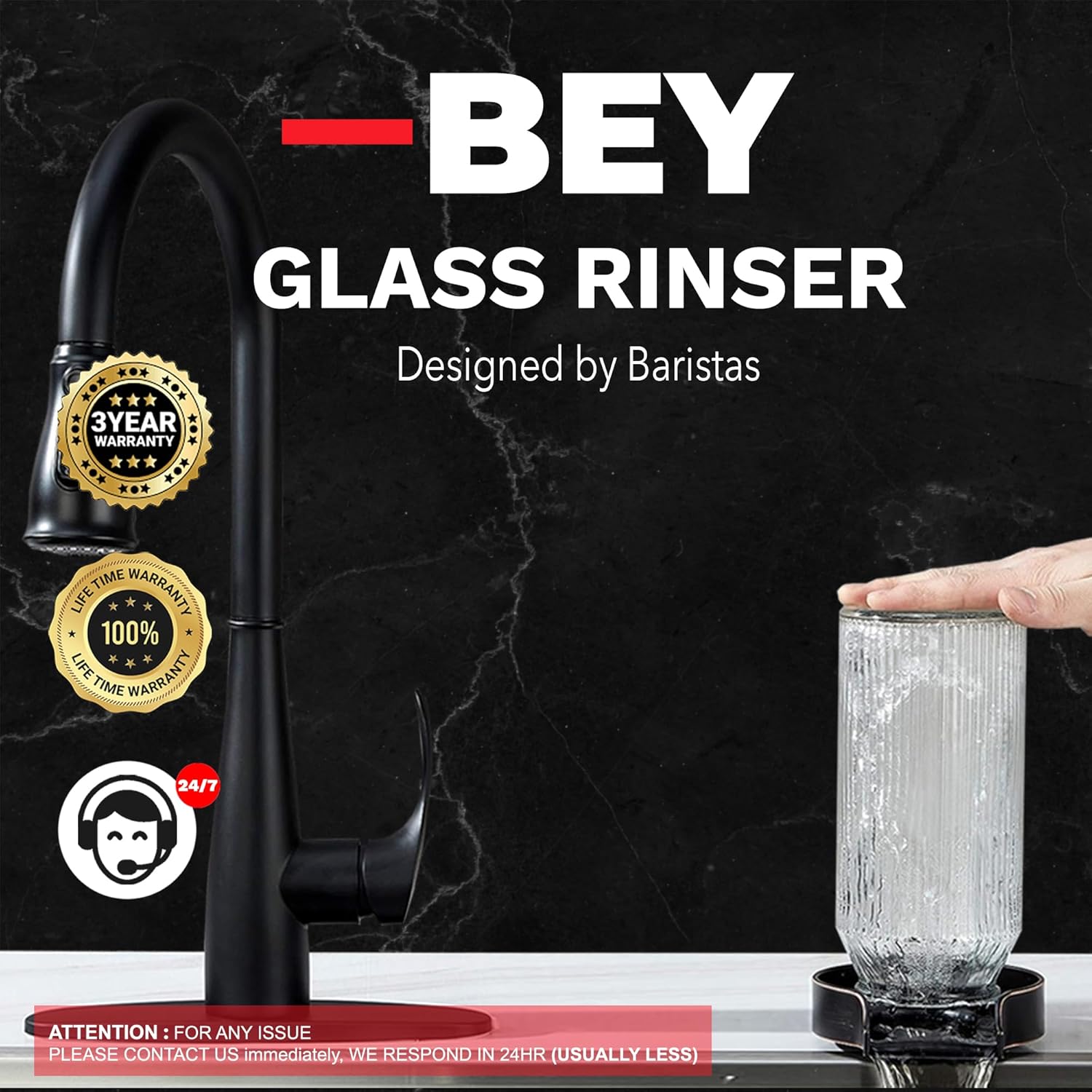 Automatic Glass Rinser - Powerful Cup Washer for Kitchen Sink, Stainless Steel Baby Bottle Cleaner Sinks Attachment