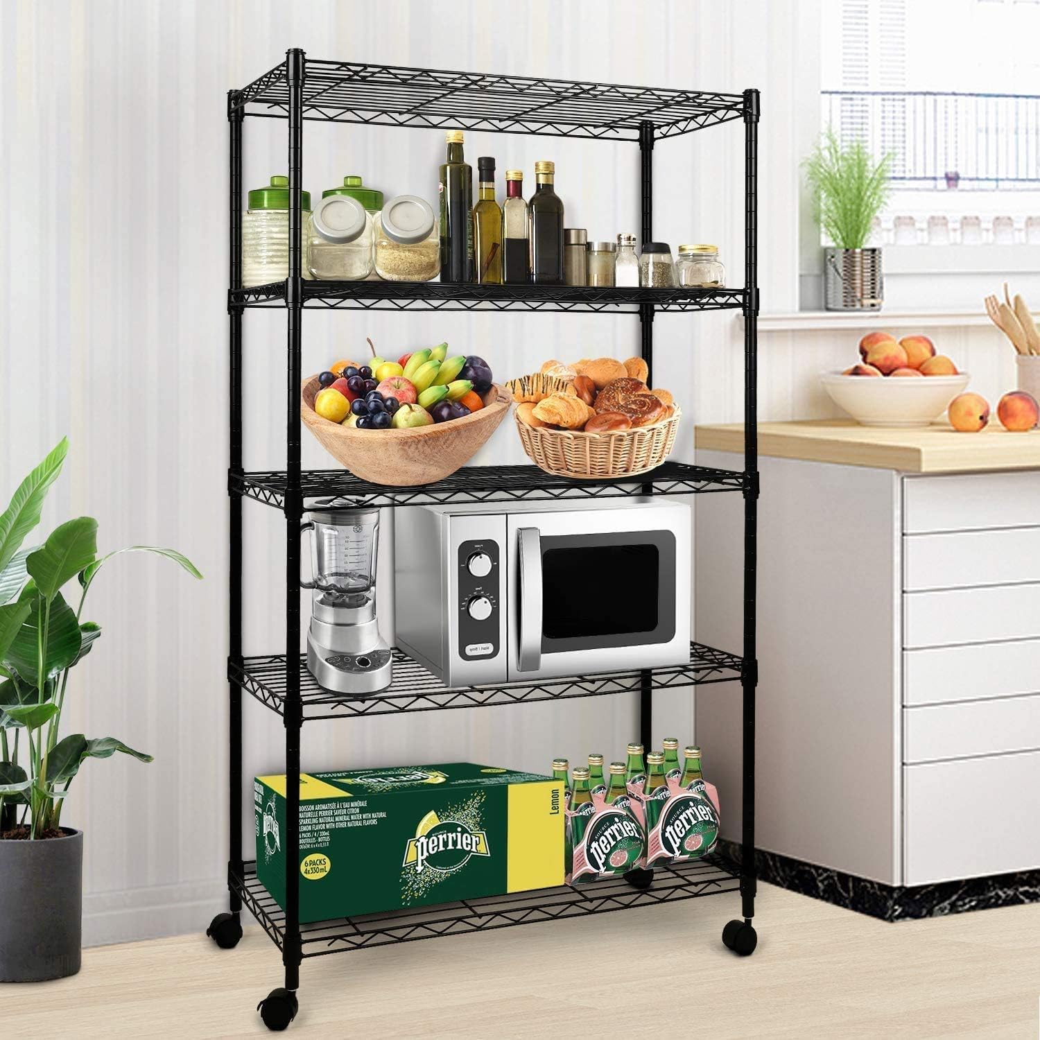 5-Shelf Shelving Unit 1250Lb Capacity, 29.92" D x 13.98" W x 62.99" H, 5 Tier, Black