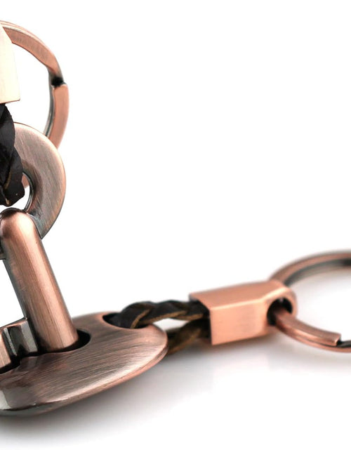 Load image into Gallery viewer, Fashion Leather Couple Keychain Key Chain Ring Keyring Key Fob Key &amp; Lock 83513-2(Copper)

