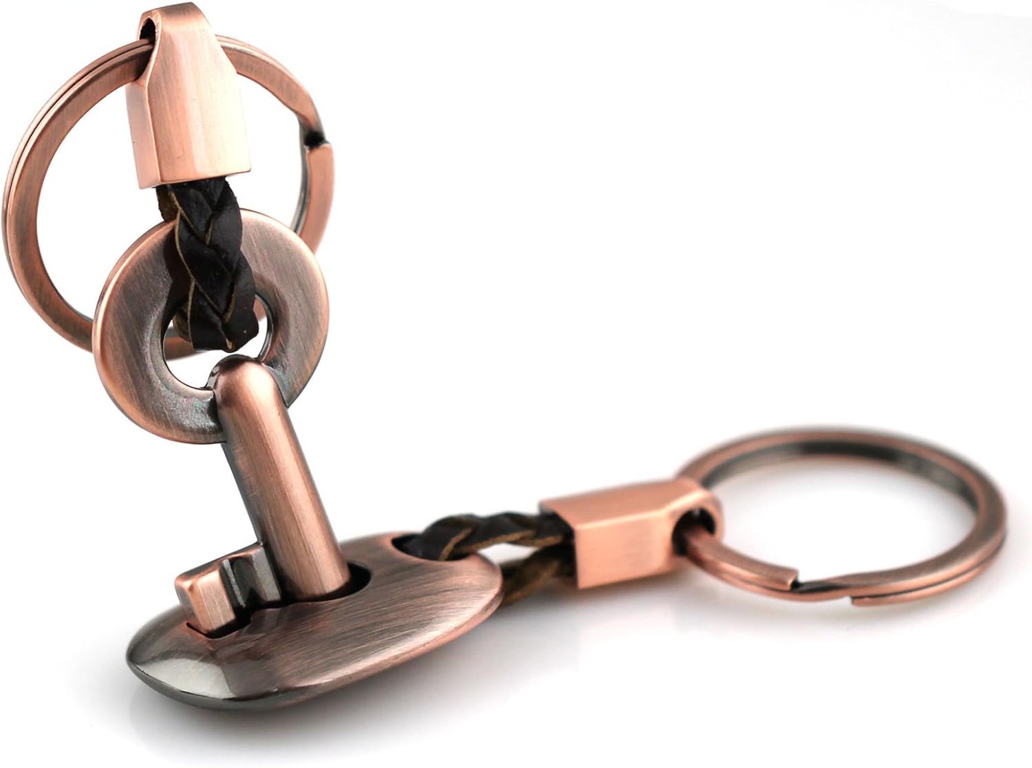Fashion Leather Couple Keychain Key Chain Ring Keyring Key Fob Key & Lock 83513-2(Copper)