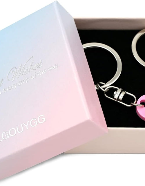 Load image into Gallery viewer, Matching Brick Keychain for Couples, Cute Heart Shape Keychains Set, Pink
