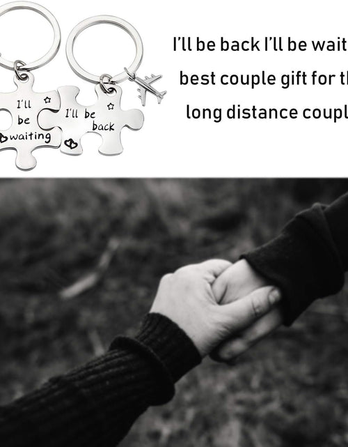 Load image into Gallery viewer, Birdgot Puzzle Keychain Couples Set Long Distance Relationships Gifts For Couples Love Friendship Gift (Silver)
