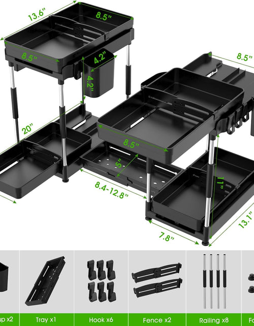 Load image into Gallery viewer, Double Sliding Under Sink Organizers and Storage - Adjustable 2 Tier Pull Out Under Cabinet Organizer, 2 Pack
