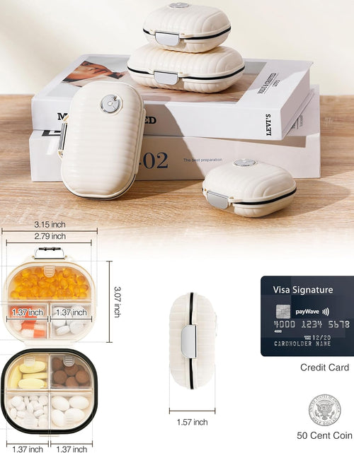 Load image into Gallery viewer, Pill Case Portable Small Weekly Travel Pill Organizer, Cute Moisture Proof Pill Box Holder, Beige/Small
