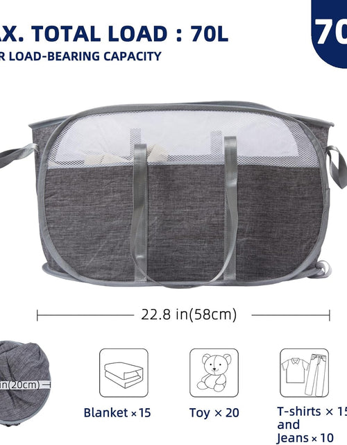 Load image into Gallery viewer, Collapsible Laundry Basket, Foldable Pop Up Laundry Hamper with Reinforced Handles, Gray
