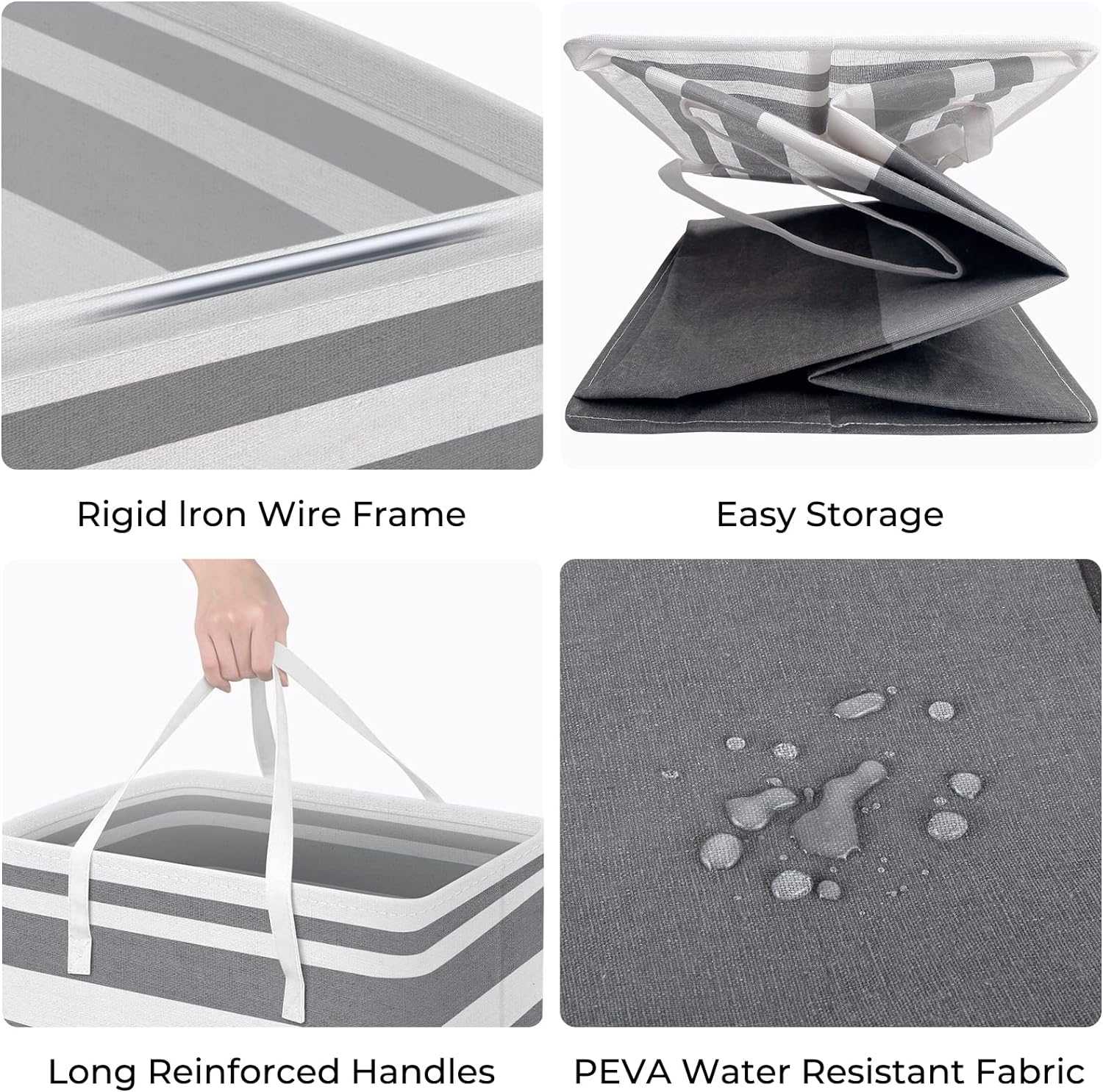 2-Pack Large Laundry Basket, Waterproof, Freestanding Laundry Hamper, Collapsible Tall Clothes Hamper with Extended Handles (Gradient Grey, 75L)