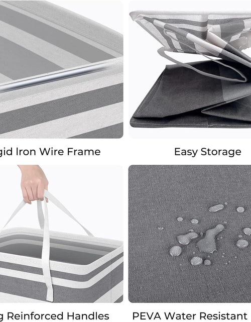 Load image into Gallery viewer, 2-Pack Large Laundry Basket, Waterproof, Freestanding Laundry Hamper, Collapsible Tall Clothes Hamper with Extended Handles (Gradient Grey, 75L)
