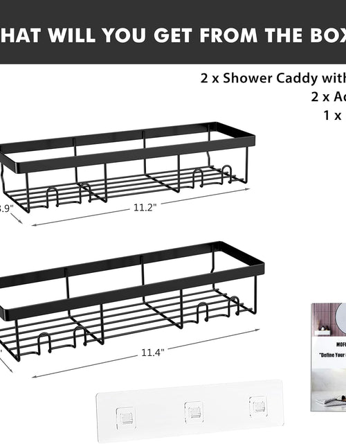 Load image into Gallery viewer, Shower Caddy Shelf Organizer Rack, Self Adhesive Black Bathroom Shelves Basket, Black
