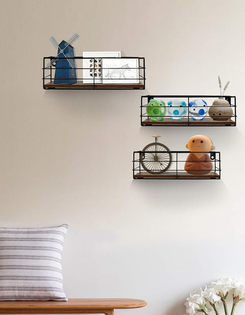 Load image into Gallery viewer, Floating Shelves Wall Mounted Set of 3, Hanging Storage Shelf for Bathroom, Living Room, Bedroom, Kitchen Home Decor, Brown
