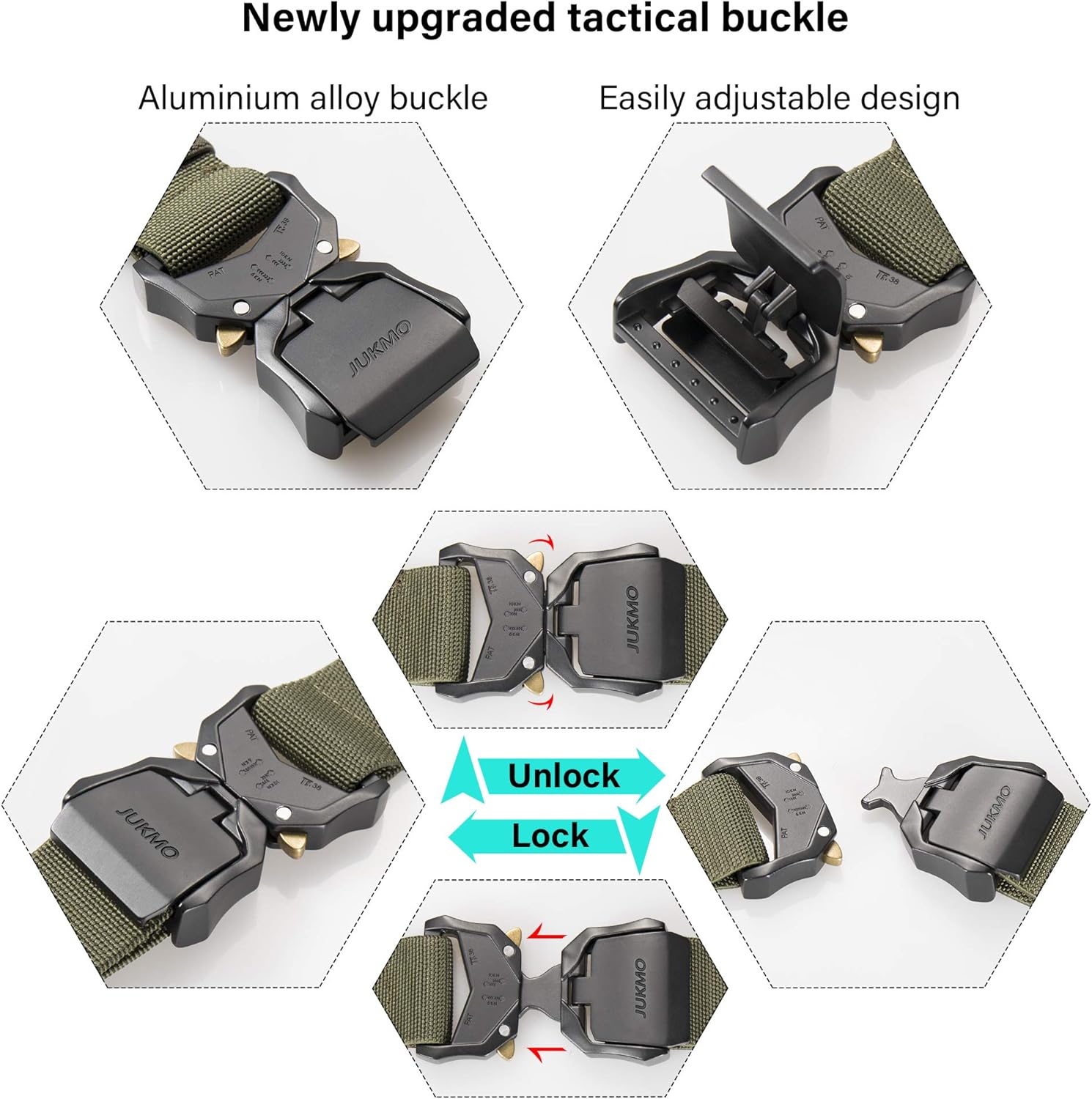 2 Pack Military Hiking Rigger 1.5" Nylon Web Work Belt with Heavy Duty Quick Release Buckle (Medium, Waist 36 Inches)