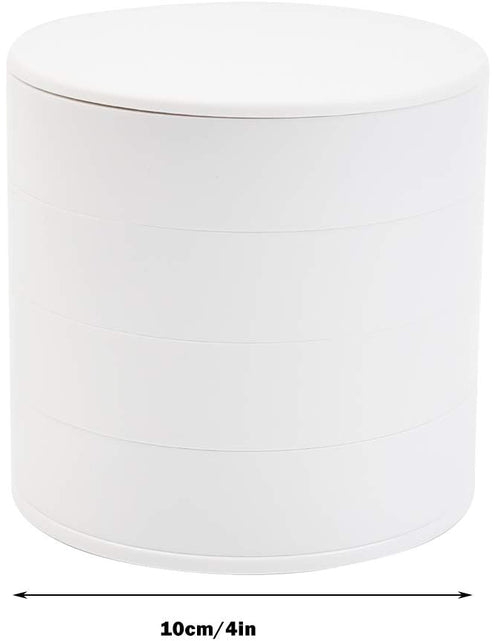 Load image into Gallery viewer, Round Multi-layer Desktop Jewelry Storage Box, 4-Layer Rotating Travel Jewelry Tray Case with Lid for Bracelets Rings Bracelets - White
