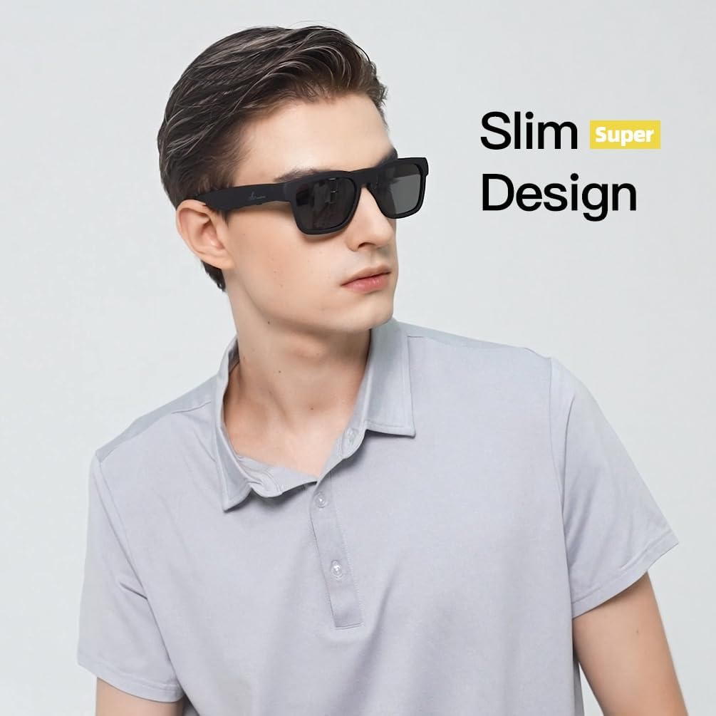 Smart Glasses,Polarized Sunglasses with Bluetooth Speaker,Athletic/Outdoor UV Protection and Voice Control,Unisex (Grey Lens)