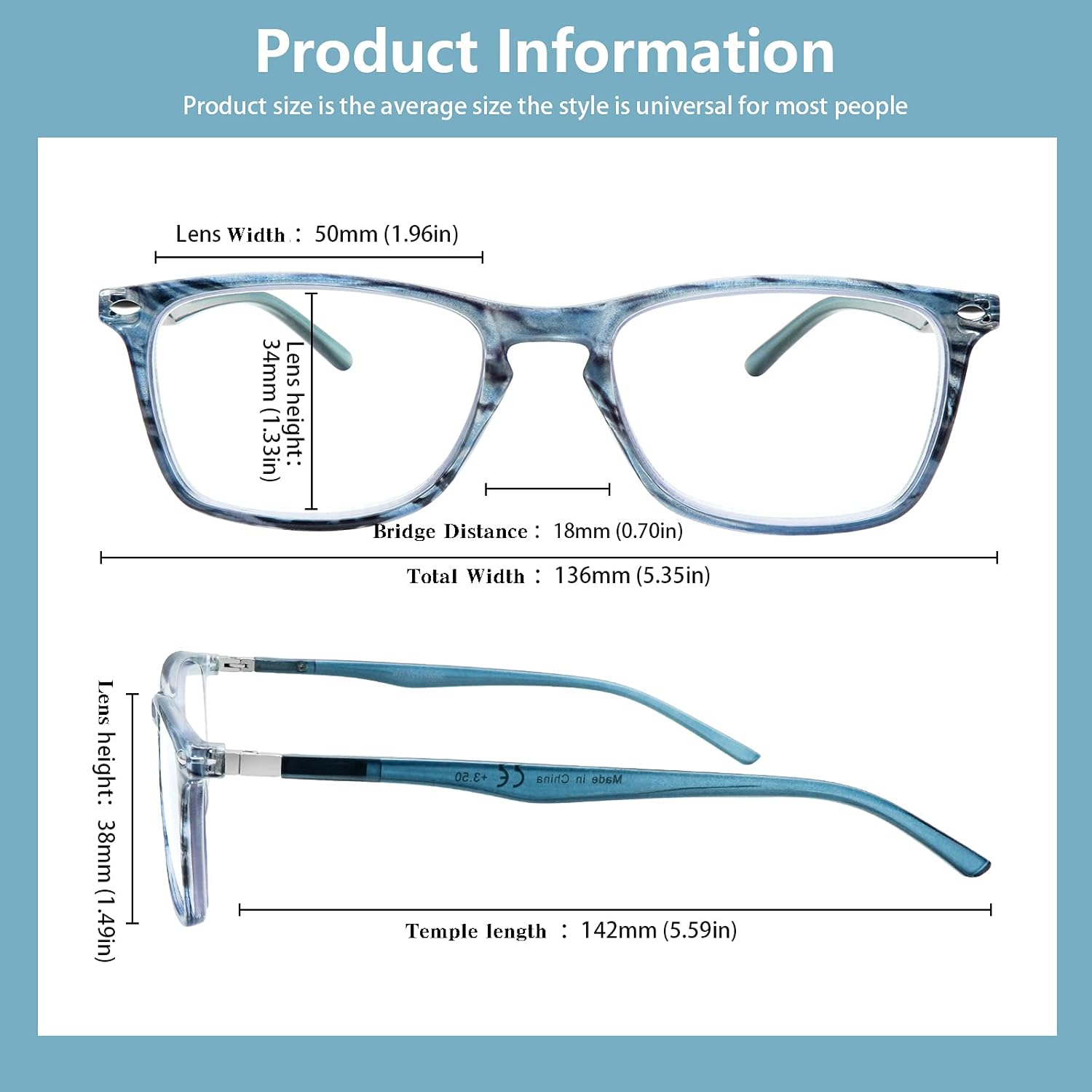2 Pack Progressive Multifocus Reading Glasses Men and Women Computer Blue Light Blocking Anti Eyestrain Readers (Blue Brown, 1.50)