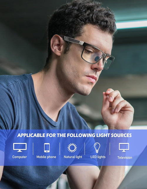 Load image into Gallery viewer, Blue Light Blocking Glasses Men Computer Gaming Glasses Lightweight Al-Mg Metal Anti Eyestrain UV400 Clear Lens Eye Protection (A02-gunmetal)
