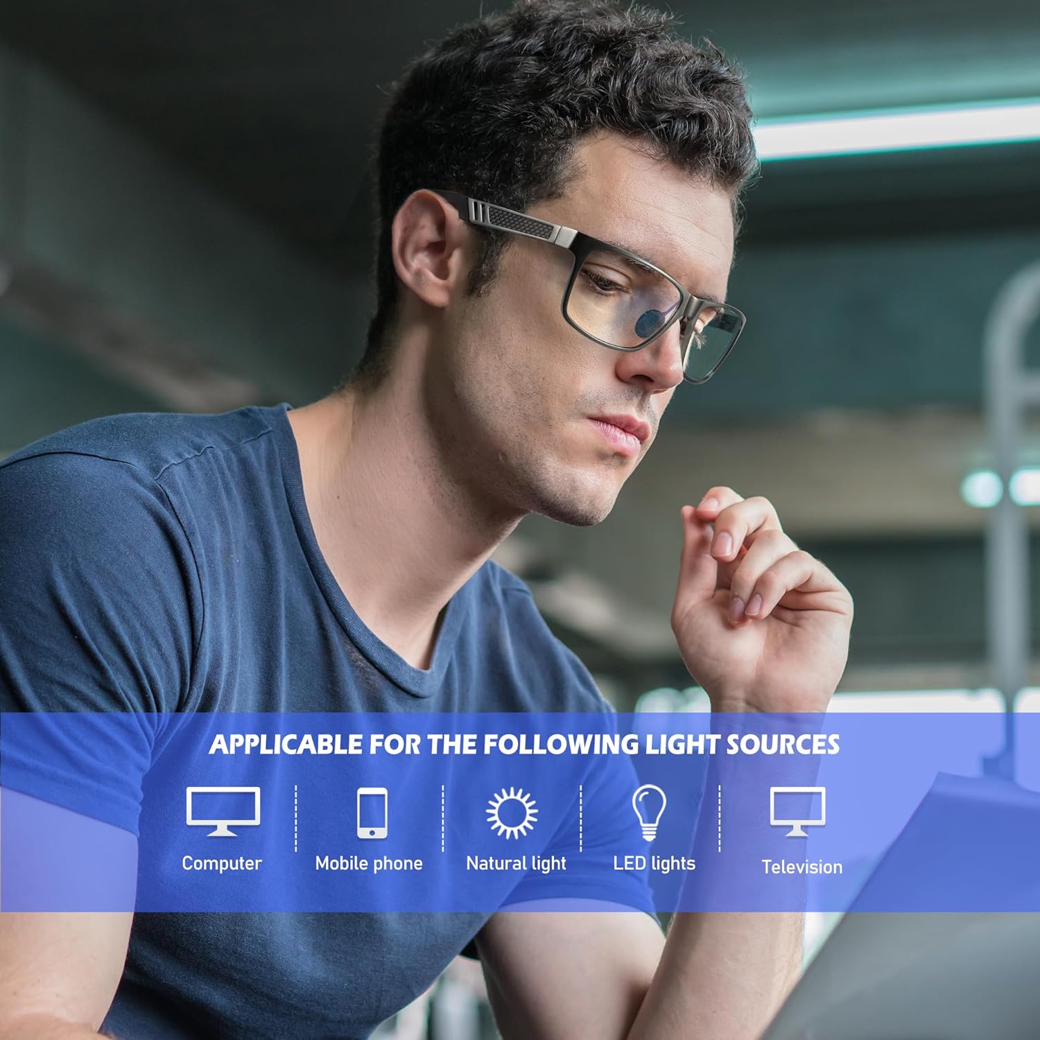 Blue Light Blocking Glasses Men Computer Gaming Glasses Lightweight Al-Mg Metal Anti Eyestrain UV400 Clear Lens Eye Protection (A02-gunmetal)