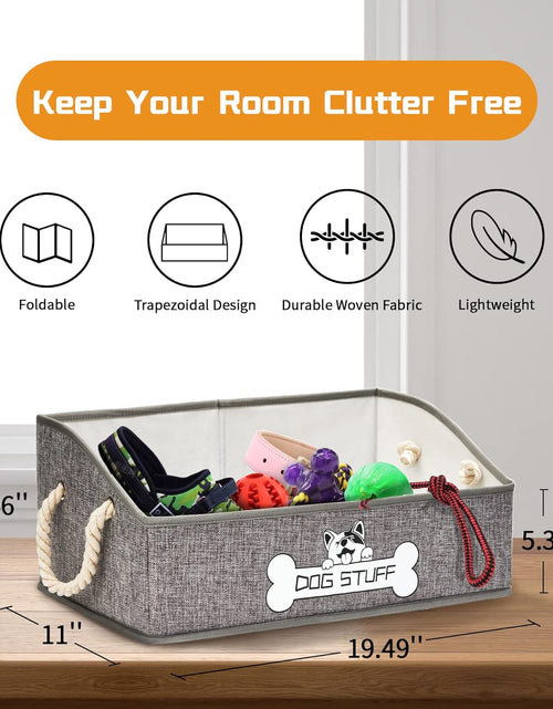 Load image into Gallery viewer, Collapsible Fabric Dog Toy Box and Storage Bin With Handle, Light Grey
