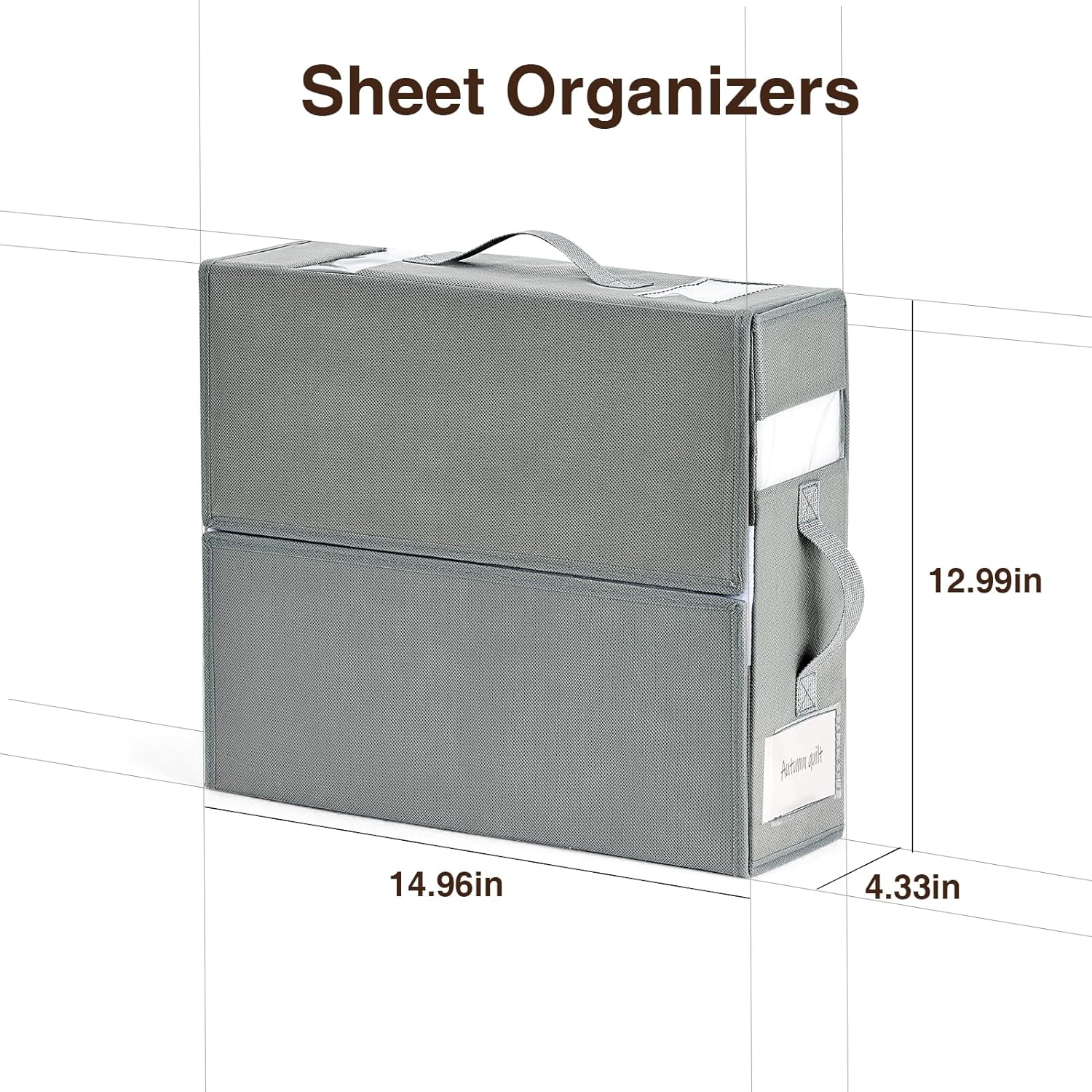 Organizer 6 Pack, Foldable Storage Box for Linen Closet, Bed Sheet Organizers and Storage with Window (Grey, Queen & King Size)