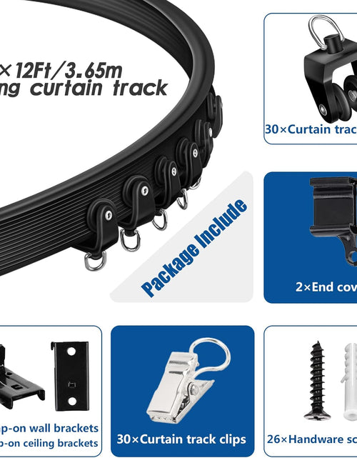 Load image into Gallery viewer, Flexible Bendable Curtain Track 12Ft Black Curved Ceiling Track for Curtain Rail, Black

