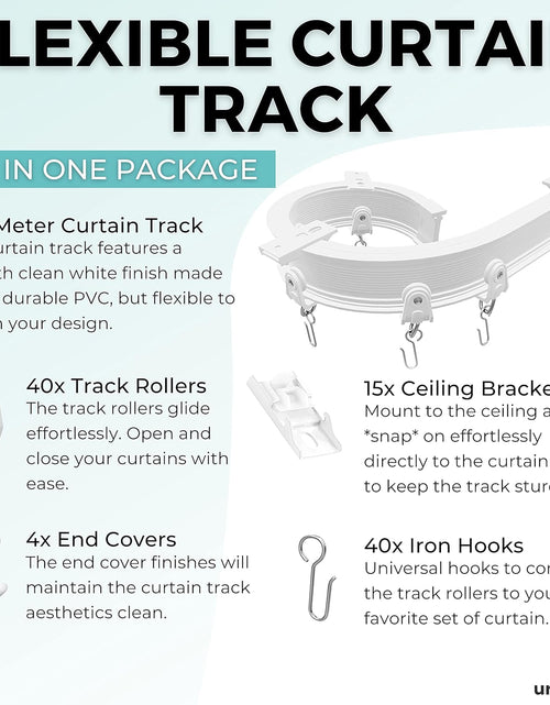 Load image into Gallery viewer, Flexible Bendable Ceiling Curtain Track, 16.4FT (5m), Ceiling Mount for Curtain Rail with Track Curtain System, White
