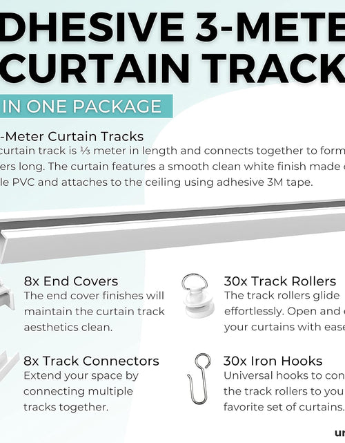 Load image into Gallery viewer, Self Adhesive Curtain Track 9.8FT (3m) for Smooth Ceiling Or Wall- No Drill, Screws, Ceiling Curtain Track (Non-Flexible)
