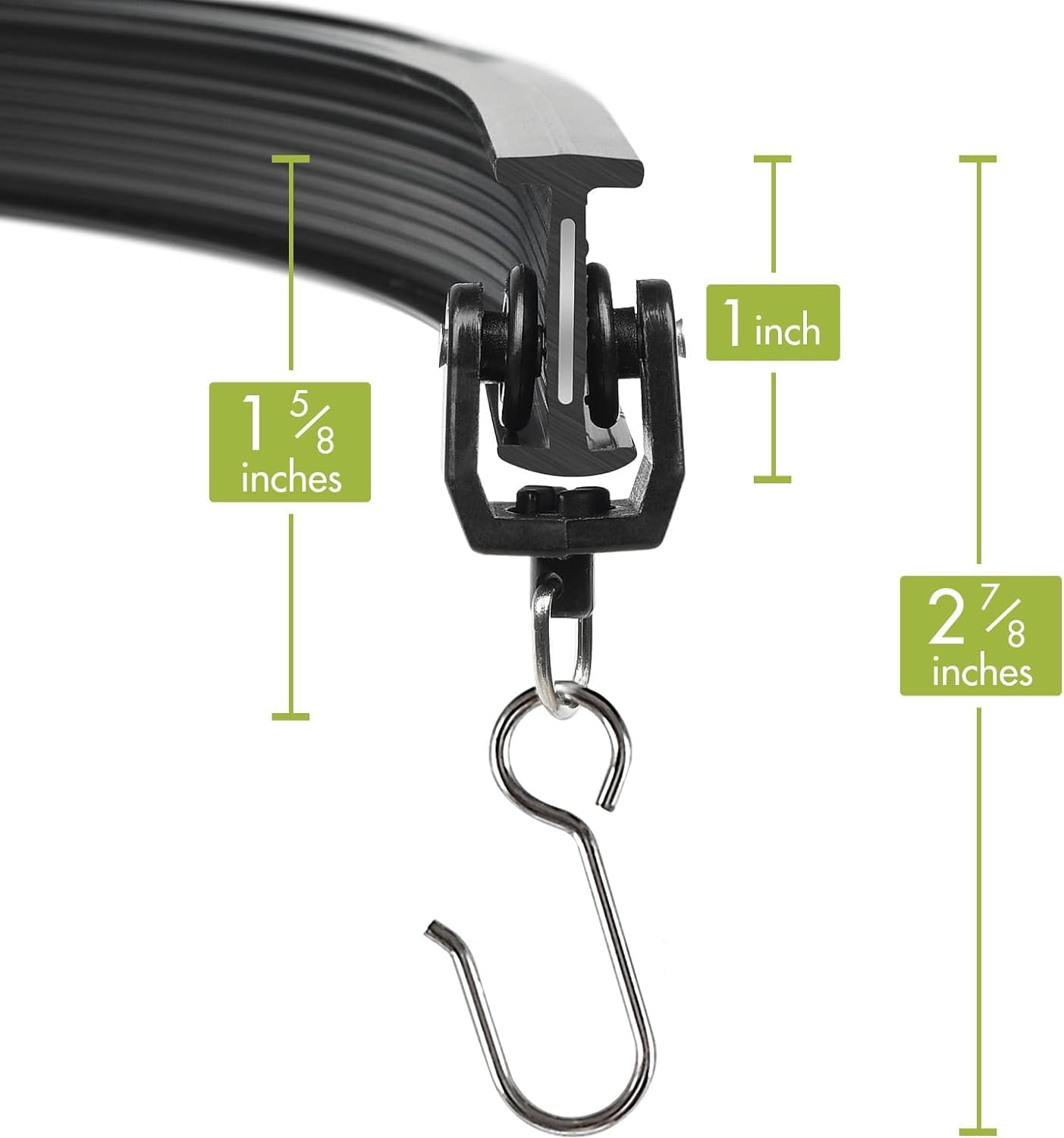 Black Carrier Rollers for Flexible Ceiling Curtain Track, Bendable Curtain Track Pulley, Curtain Track Carrier Hooks (Set of 24)