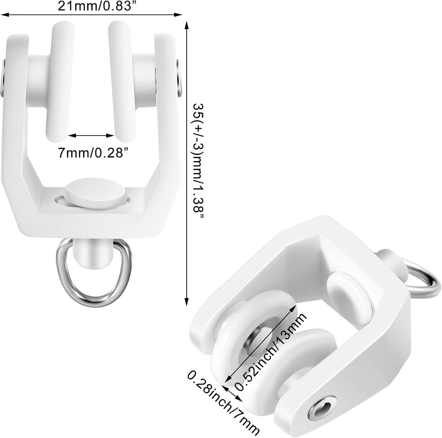 Curtain Track Hooks Flexible Bendable Clips 11 mm White Plastic Drapery Rail Gliders with Hooks (25 Pieces)
