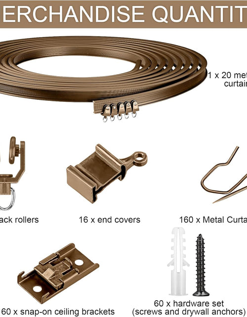 Load image into Gallery viewer, Flexible Ceiling Curtain Mount Soft Windows Curved Track for Curtain Rail with Track Curtain System (Brown,20 Meter/ 65.6 Feet)
