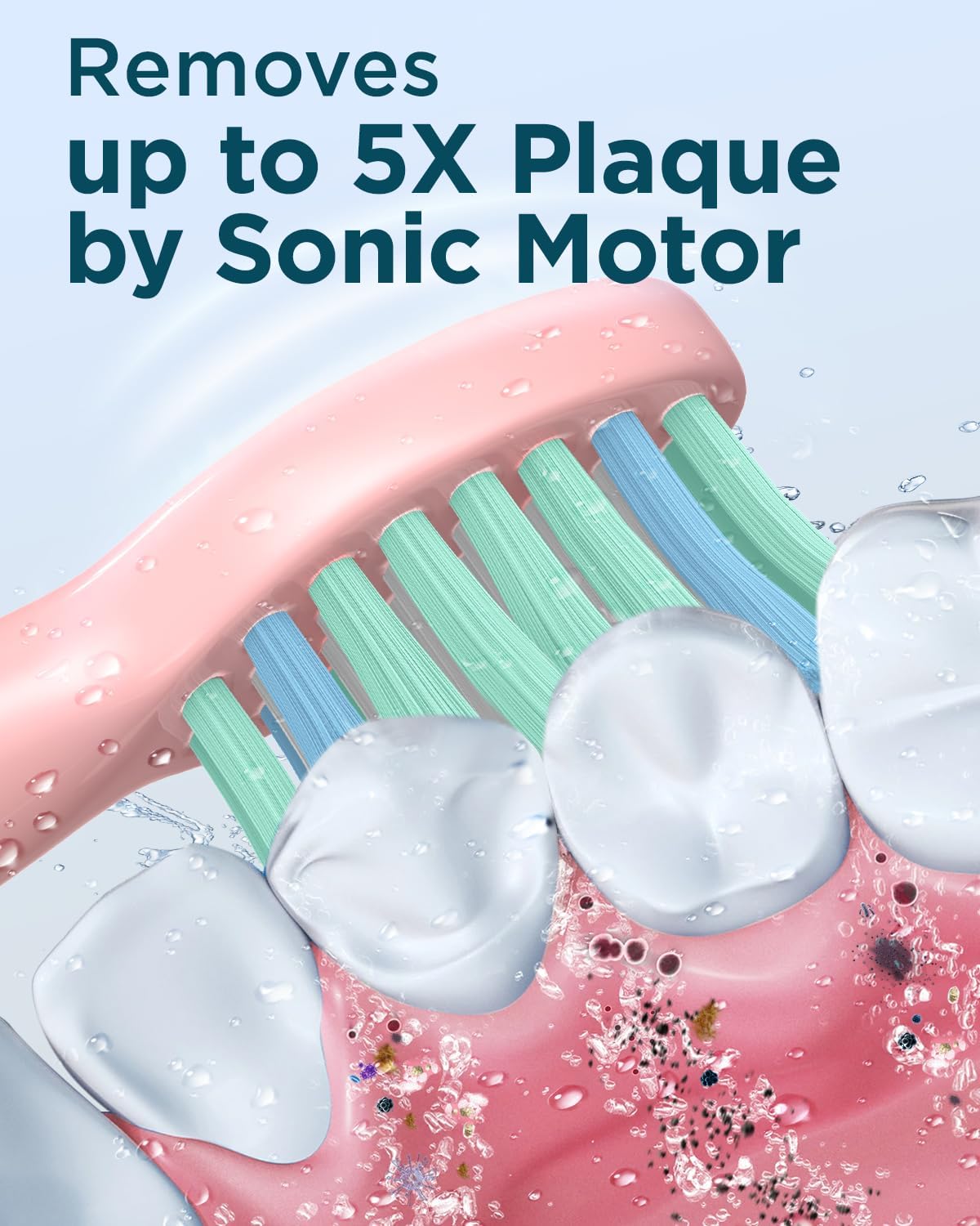 Rechargeable Electric Toothbrush with 8 Brush Heads & Travel Case, 3 Hours Charge for 120 Days - Pink