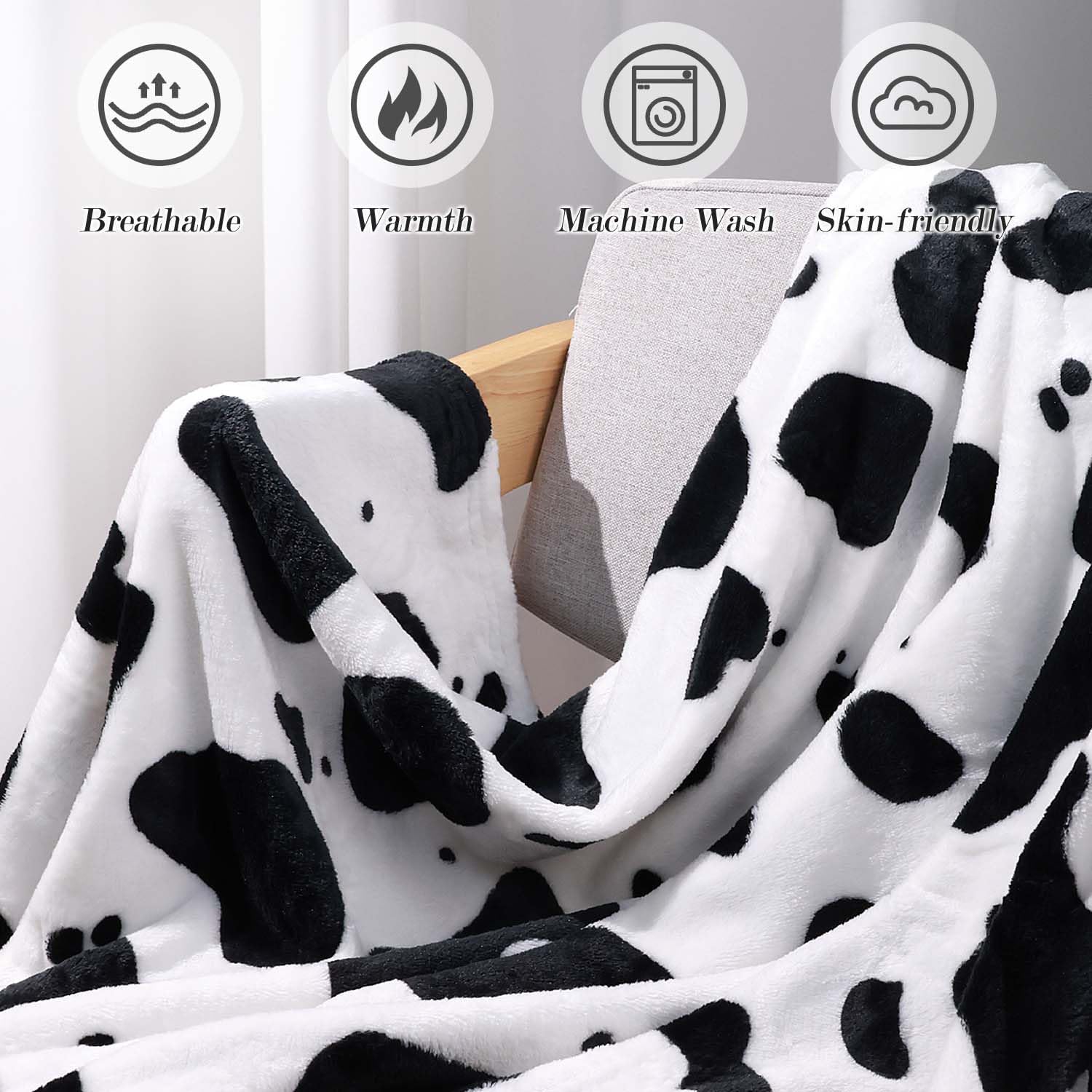 Cow Throw Blanket Fleece Flannel Cow Print Blanket for Adults Kids Soft Cozy Plush, 60 * 70 inch