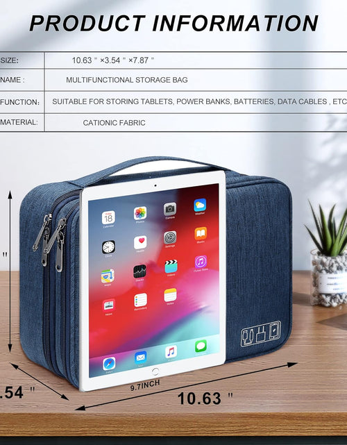 Load image into Gallery viewer, Electronic Bag Travel Cable Accessories Waterproof Double Layer, Navy Blue
