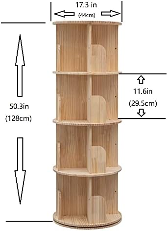 Rotating Bookshelf 360 Display 4 Tier Floor Standing Bookcase Storage Rack