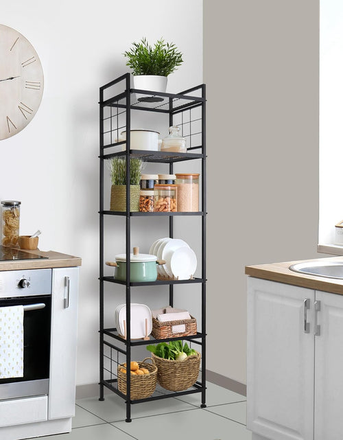 Load image into Gallery viewer, 6-Wire Standing Storage Shelf, Metal Shelving Unit Pantry Rack for Laundry Kitchen Bathroom Organizer (Black)
