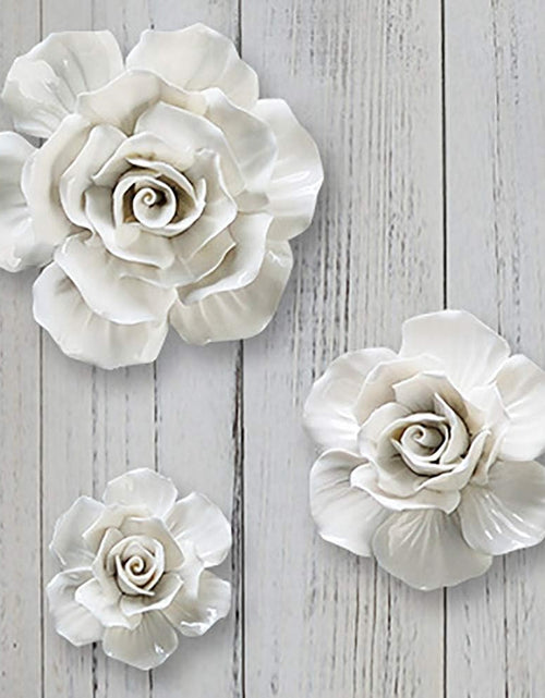 Load image into Gallery viewer, Rose Ceramic Flower Wall Decor Artificial 3D Flower Wall Art Home Decor
