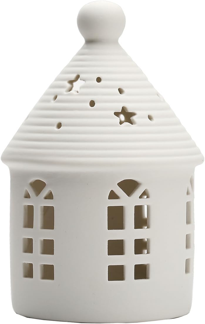 Ceramic Lighthouse Home Decoration Tabletop Handcarved Porcelain Figures with LED light Battery Included
