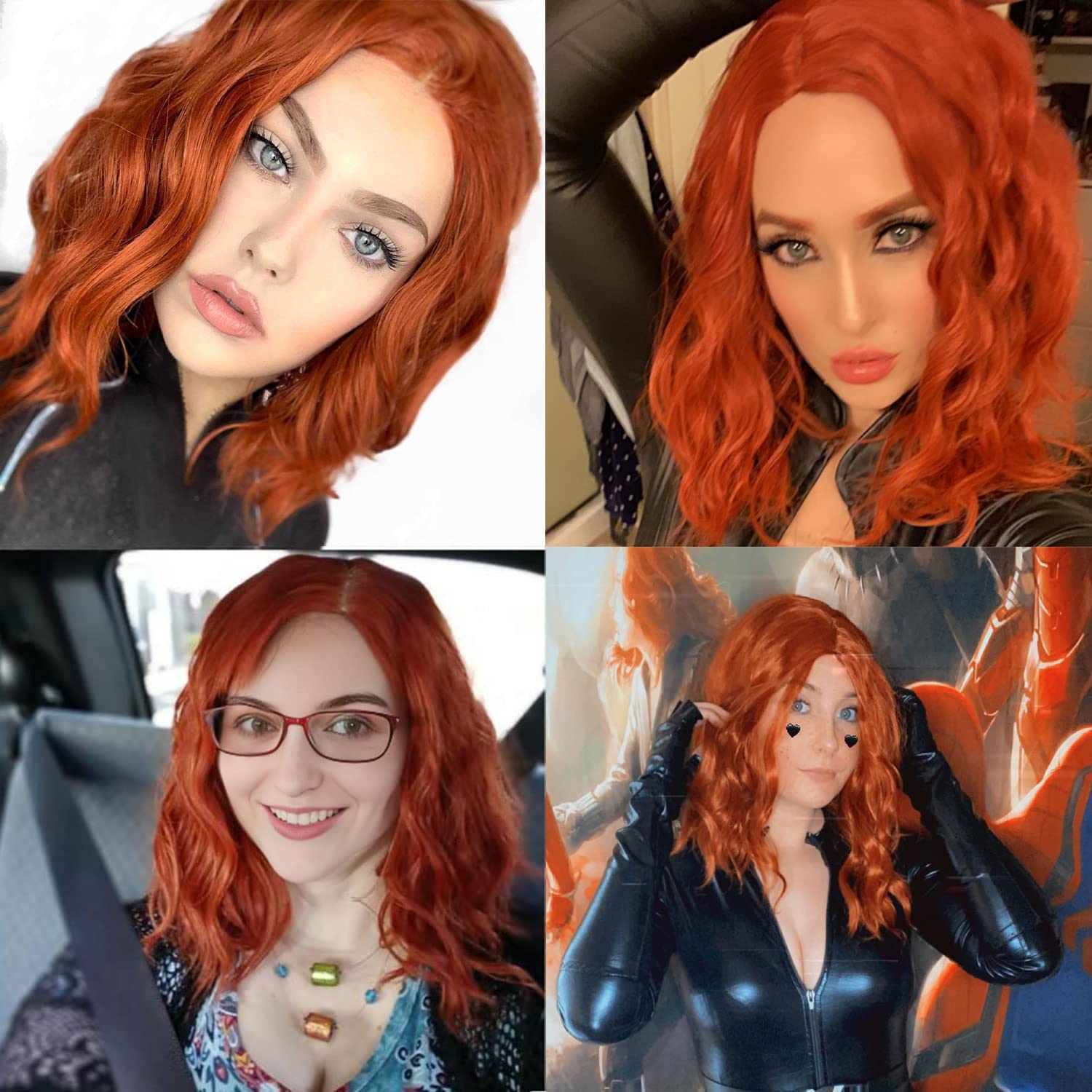Short Curly Orange Wig, Heat Resistant 35cm Fashion Ginger Red Wig, Synthetic Curly Auburn Bob Wig Suit, Orange