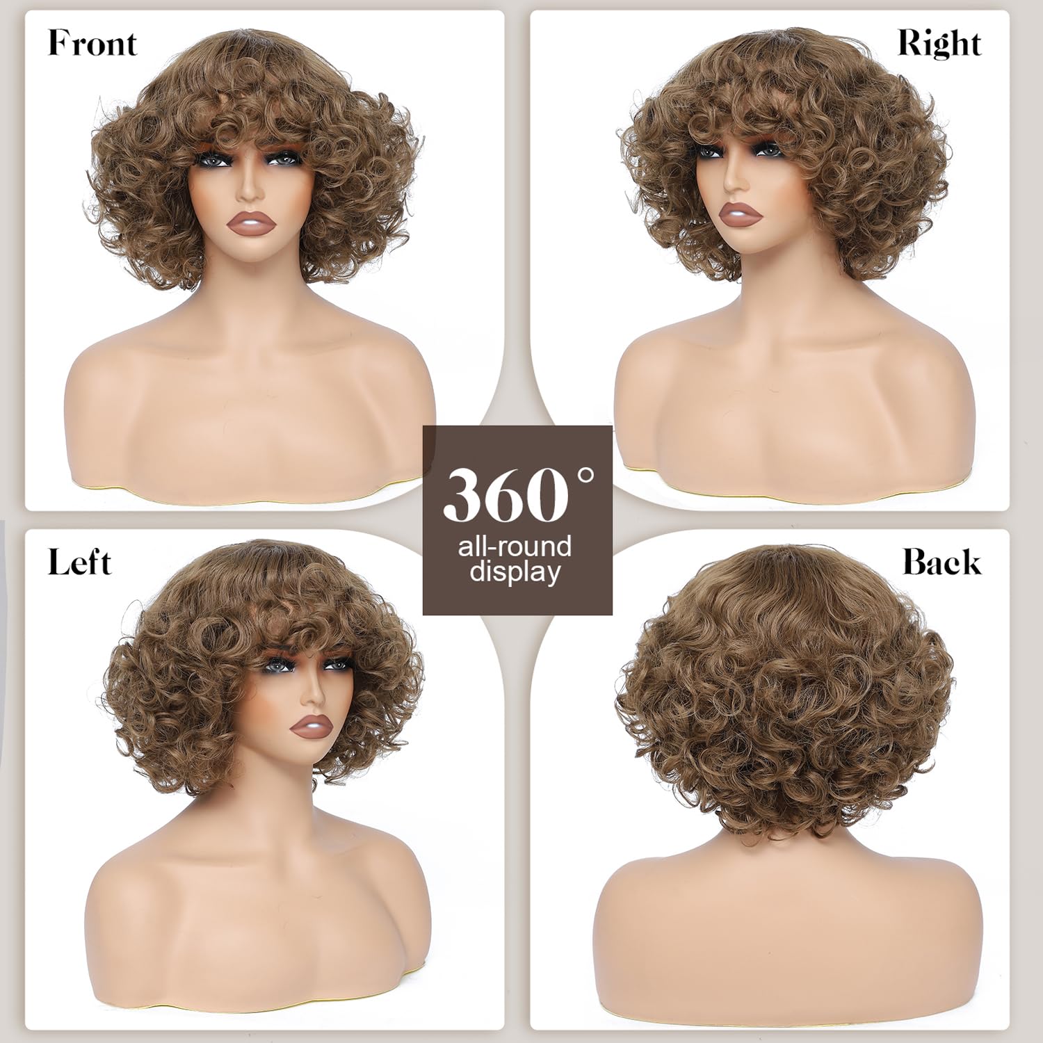 Short Wigs for America Women Curly Wig Natural Looking for Daily Use Party and Cosplay (light brown)