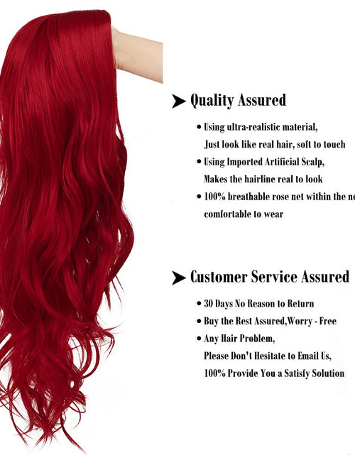 Load image into Gallery viewer, Red Wigs for Women Long Wavy Synthetic Hair Wig Natural Middle Parting Heat Resistant, Red
