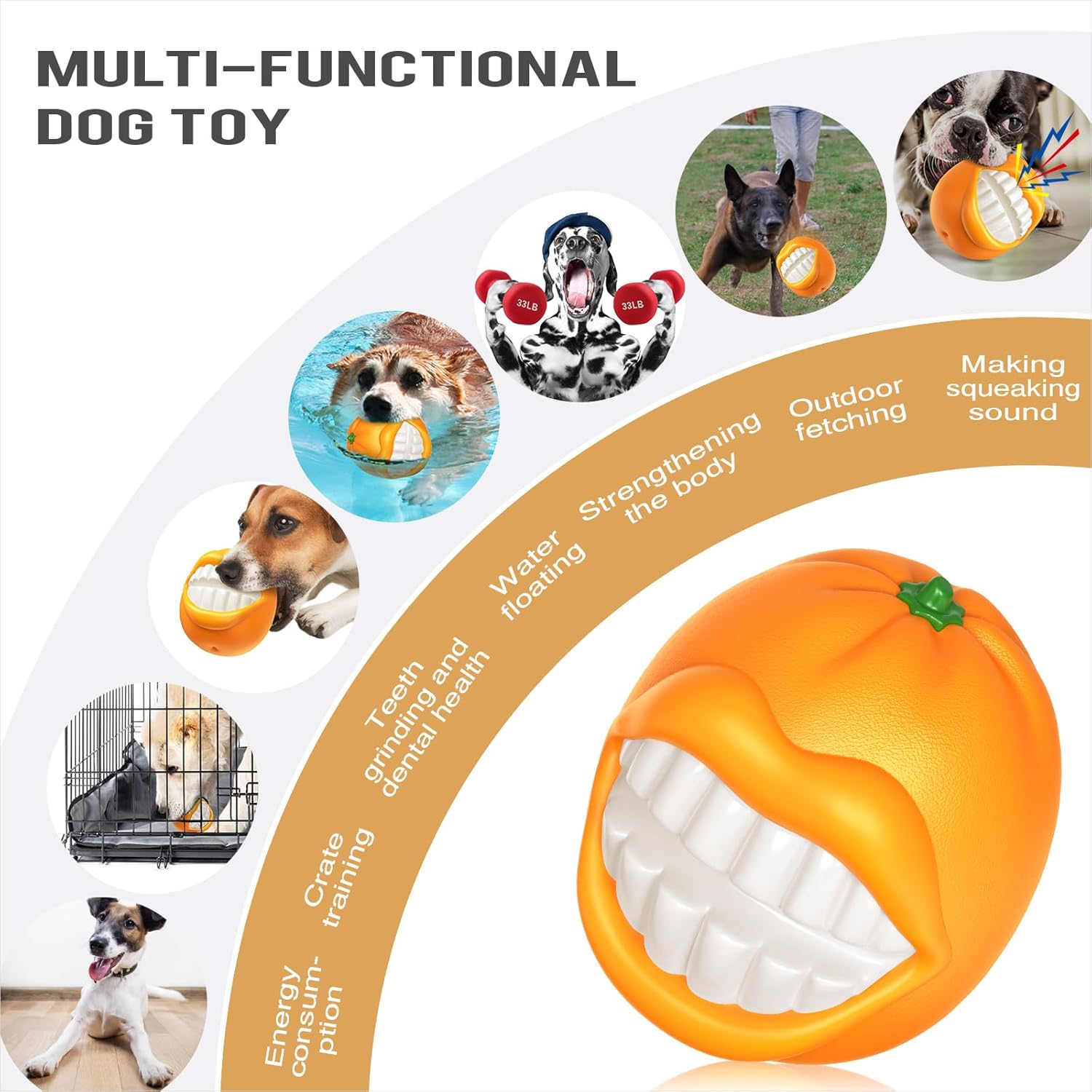 Chew Toys Tough Ball for Medium/Large/Extra Aggressive Chewers Dogs Breed Interactive Enduring Indestructible Squeaky Toy