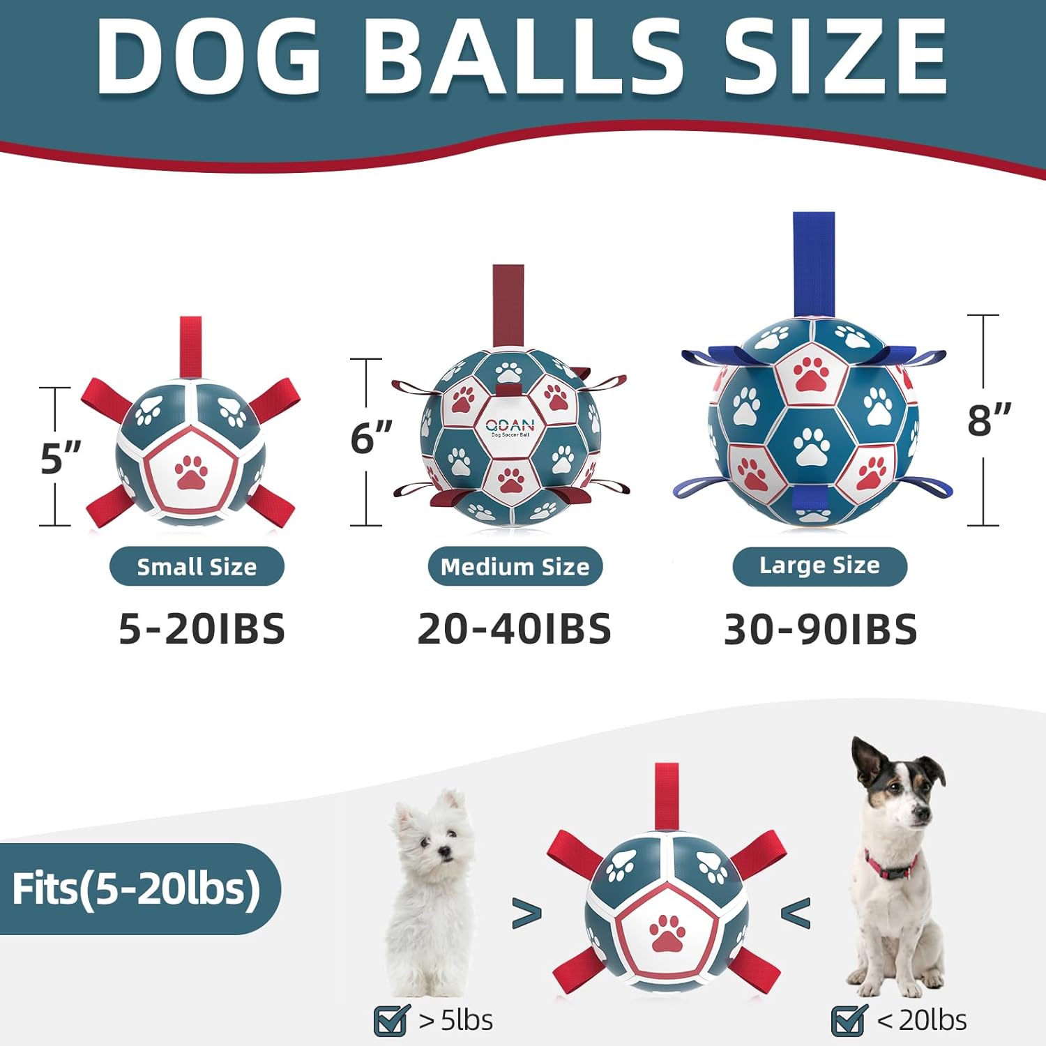 Dog Toys Soccer Ball with Straps, Outdoor Interactive Dog Toys for Tug of War, Puppy Birthday Gifts
