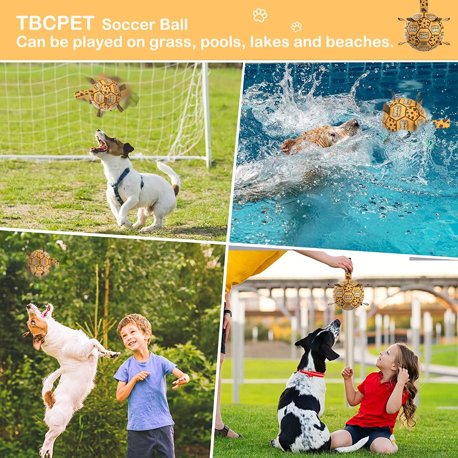 Dog Toys Soccer Ball with Straps, World Cup Interactive Dogs Toys for Tug of War  (Leopard - Large)