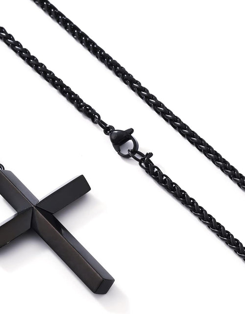 Load image into Gallery viewer, Edge Cross Necklace for Men Boys Stainless Steel Chain Cross Pendant Necklace for Men Boys, 18 inches, Black
