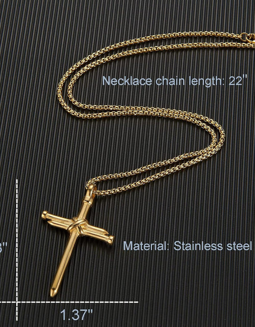 Load image into Gallery viewer, Nail Cross Pendant Necklace for Men Women Stainless Steel Cross Necklace for Male Jewelry, Black
