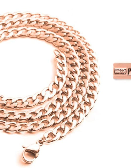 Load image into Gallery viewer, Stainless Steel Cross Pendant 24 inch Cuban Chain Necklace for Men, Rose Gold
