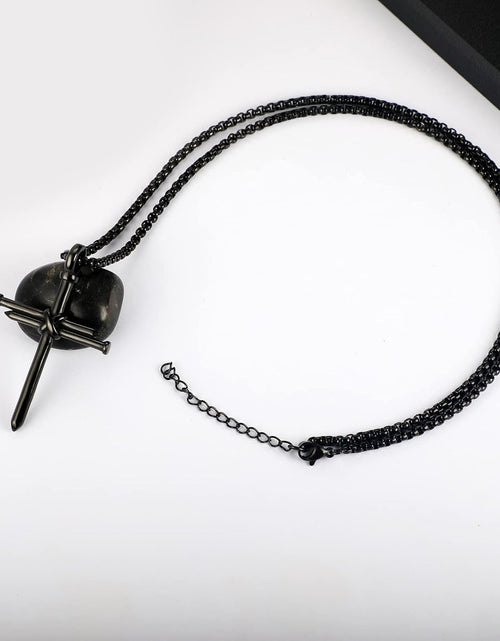 Load image into Gallery viewer, Nail Cross Necklace for Men Stainless Steel Chain 24inch 3 Nails Jesus Cross Pendant
