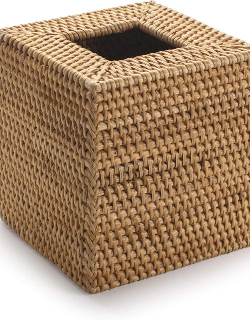 Load image into Gallery viewer, Rattan Tissue Box Cover Square, Hand Woven Wicker Tissue Holder, 5.5 x 5.5 X 5.7 inch, Natural

