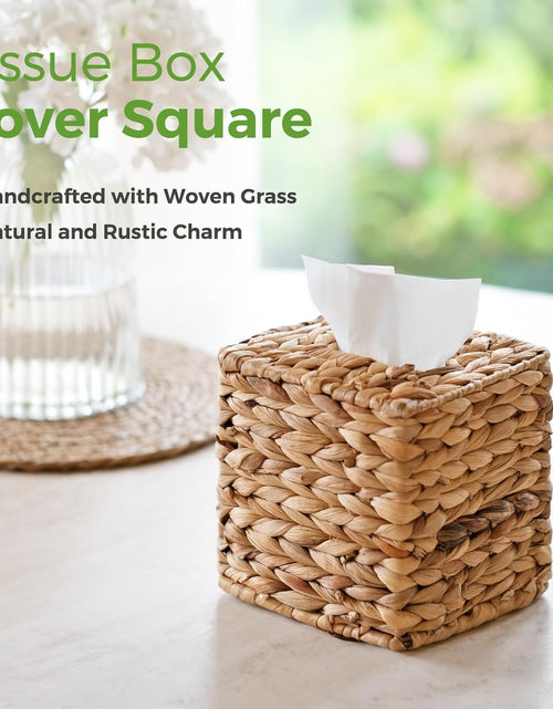 Load image into Gallery viewer, Rattan Tissue Box Cover Square, Wicker Tissue Box Holder Facial Tissues Boxes, Square Handwoven
