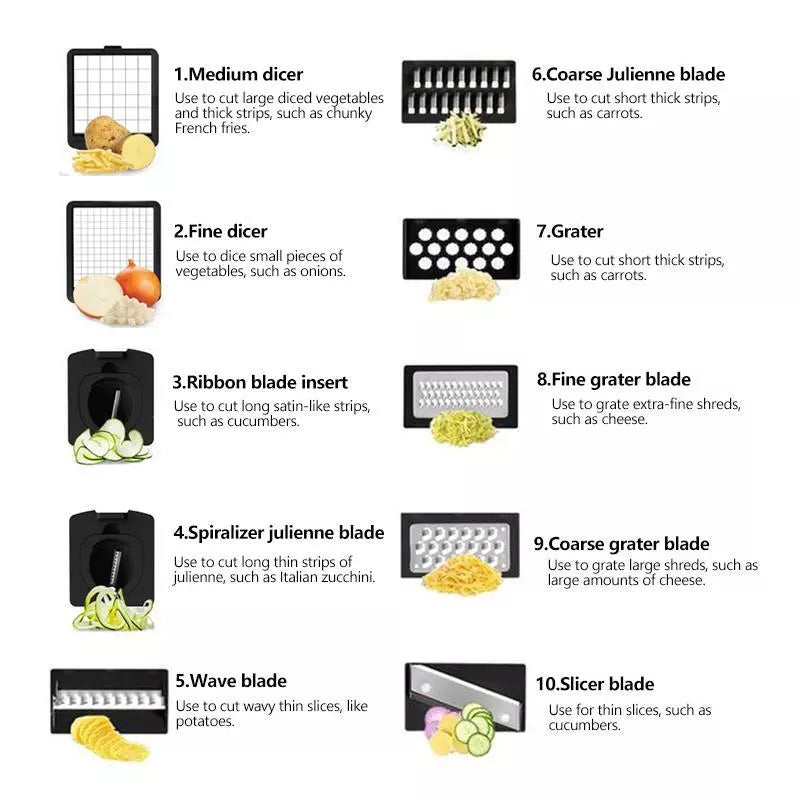 12-In-1Vegetable Fruit Chopper Cutter Food Onion Veggie Dicer Slicer Kitchen