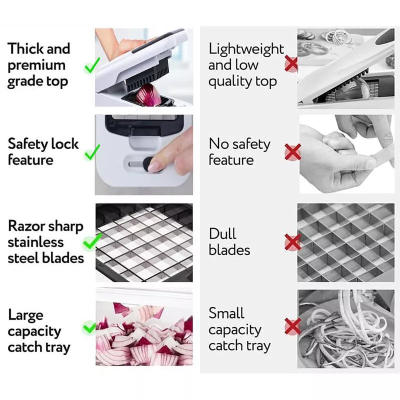 12-In-1Vegetable Fruit Chopper Cutter Food Onion Veggie Dicer Slicer Kitchen