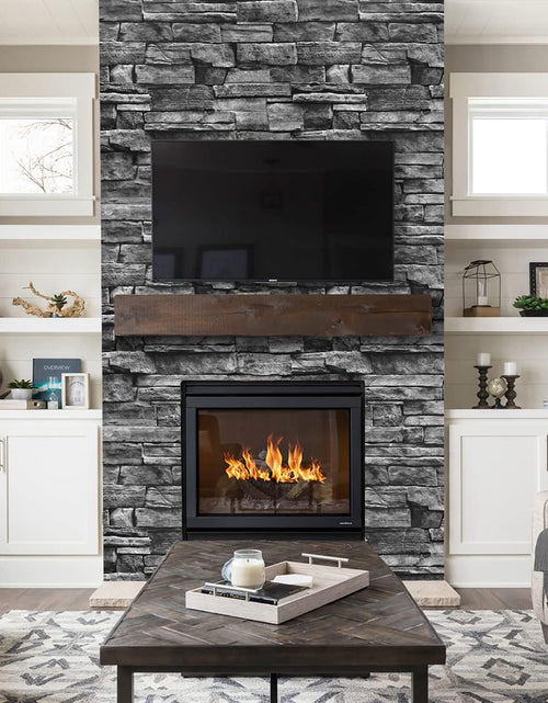 Load image into Gallery viewer, Grey Brick Peel and Stick Wallpaper 17.7inch×118.1inch Faux Stone Self Adhesive Removable Wall Paper Decor Vinyl
