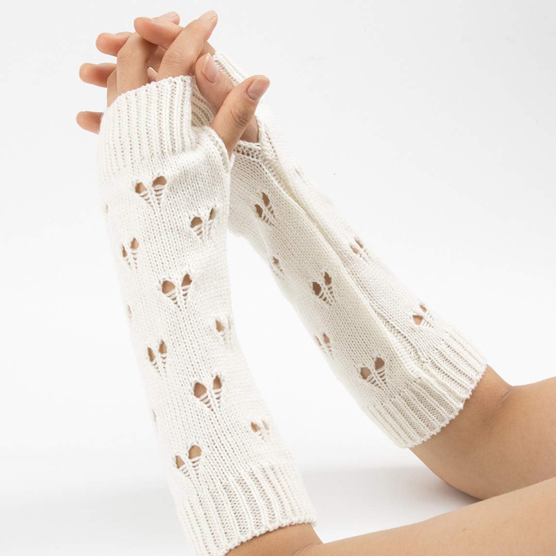 Fairy Grunge Accessories Ripped Glove Crochet Aesthetic Arm Warmers, White
